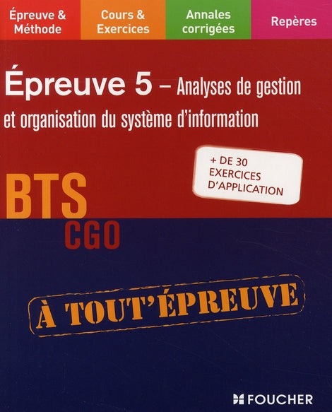 épreuve 5 ; analyses de gestion et organisation du système d'information