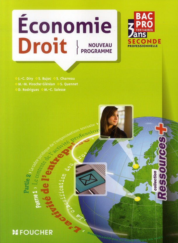 Ressources + : économie/droit ; 2nde professionnelle ; bac pro tertiaires ; ouvrage