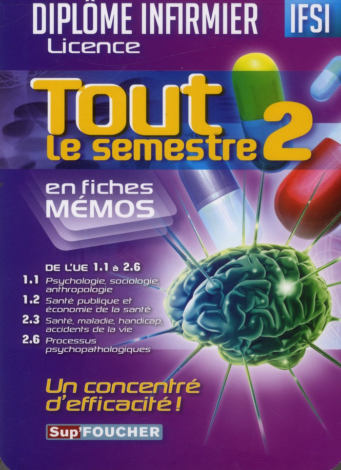 Diplôme d'état infirmier ; tout le semestre 2 ; en fiches mémos