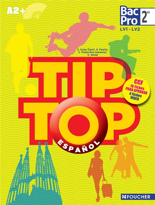 Tip top english : espagnol ; 2nde bac pro ; LV1, LV2 ; A2+ ; livre de l'élève