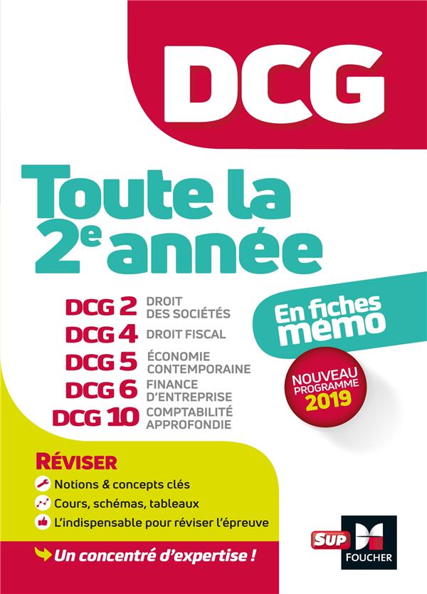 Dcg : toute la 2e annee du dcg 2, 4, 5, 6, 10 en fiches - revision