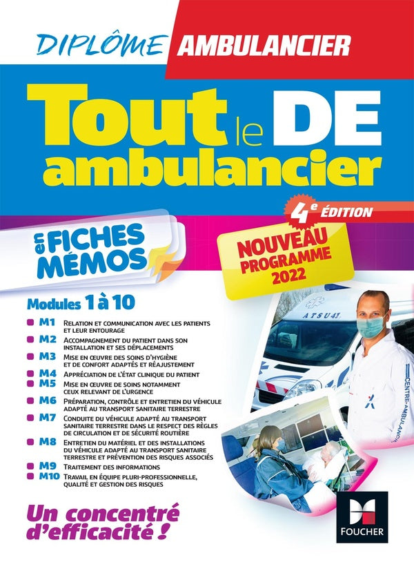 Diplôme ambulandier : tout le DE ambulancier ; modules 1 à 10 ; en fiches mémos (4e édition)