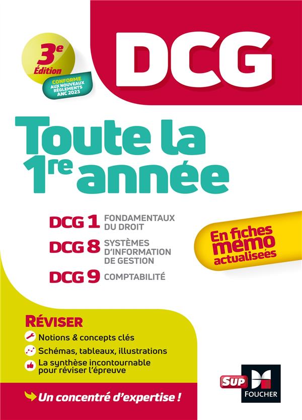 DCG ; Toute la 1ère année du DCG 1, 8, 9 en fiche ; Révision (édition 2024/2025)