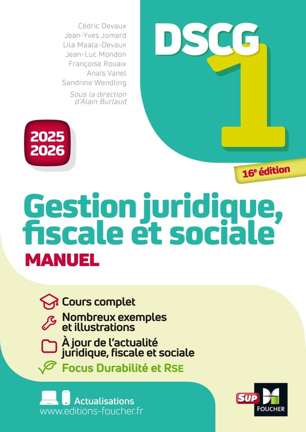 DSCG 1 : Gestion juridique, fiscale et sociale ; Manuel (édition 2025/2026)