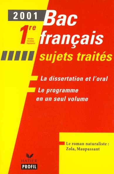 Français ; 1ère STT ; bac 2001
