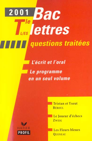 Lettres ; terminales L, ES ; bac 2001