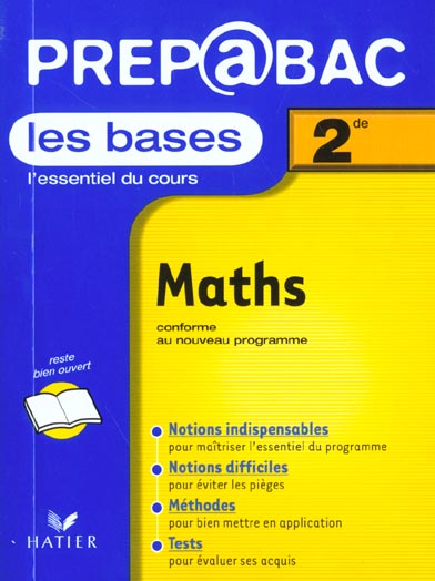 Prepabac ; bases de mathematiques 2e