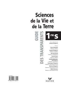 Sciences de la vie et de la terre ; 1ère S ; transparents (édition 2001)