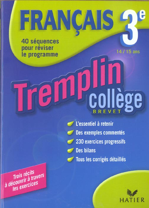 Tremplin college ; francais ; 3e