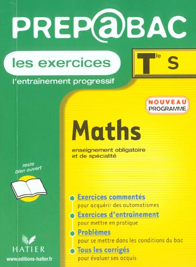 Prepabac les exercices ; maths ; terminale s ; enseignement obligatoire et de specialite ; edition 2002