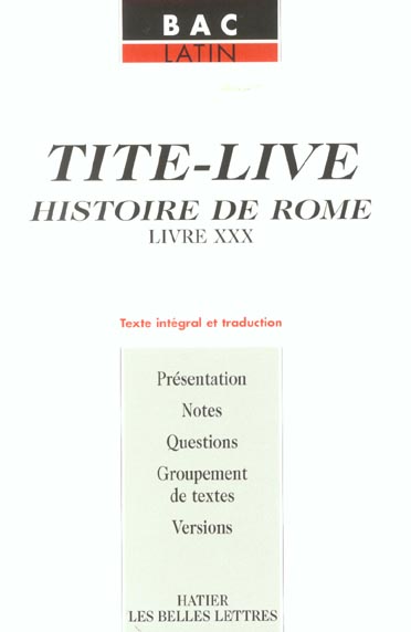 Tite-live ; histoire de rome ; livre xxx ; bac latin