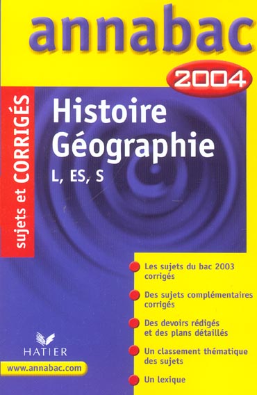 Annabac Tome 00014 : sujets corriges (édition 2004)