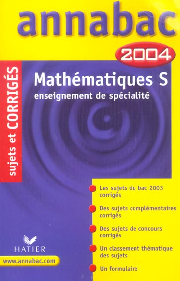 Annabac Tome 00019 : enseignement de specialite ; sujets corriges (édition 2004)