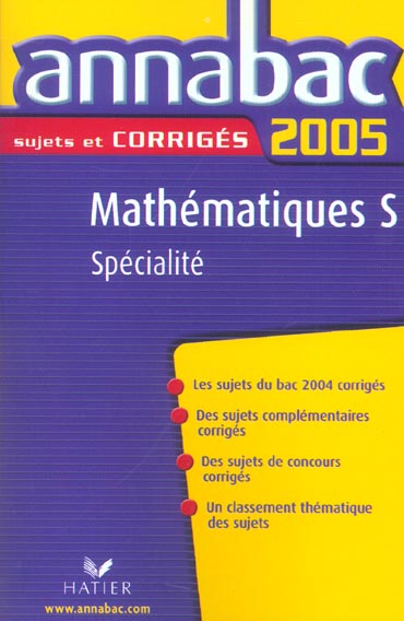 Annabac sujets & corrigés Tome 19 : enseignement de spécialité (édition 2005)