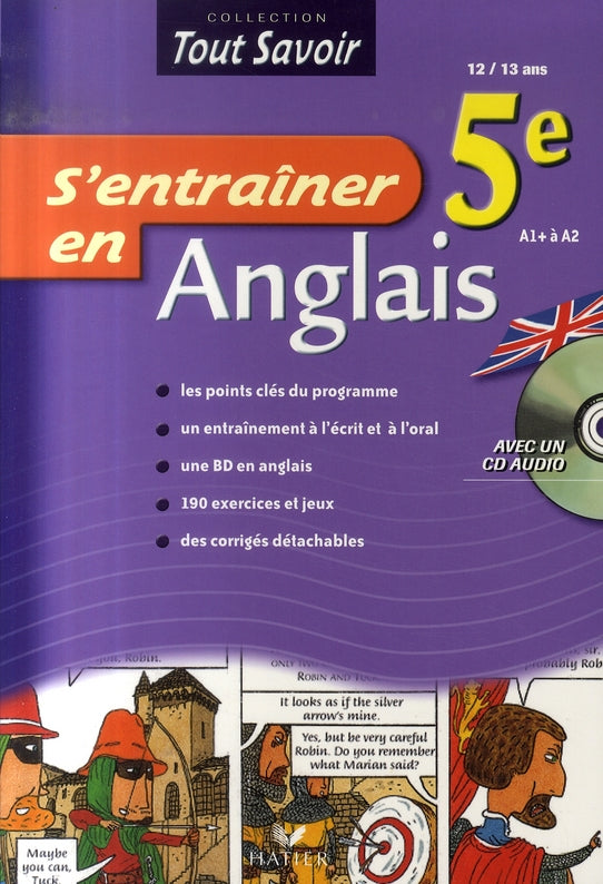 Tout savoir : s'entraîner en anglais ; 5ème ; cahier d'activités + cd