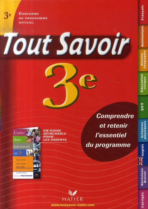 Tout savoir : 3ème ; cahier d'activités