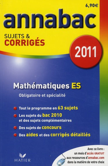Annabac sujets & corrigés Tome 10 : mathématiques ; terminale ES