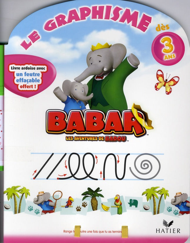 Babar livre ardoise ; graphisme ; 3/4 ans