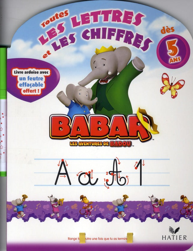 Babar livre ardoise ; lettres ; 5 ans