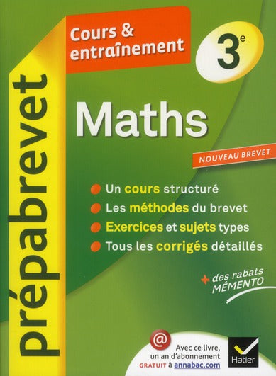 Prépabrevet cours & entraînement : mathématiques ; 3ème