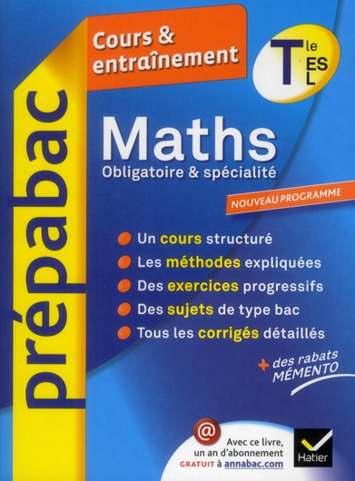 Prépabac cours & entraînement : mathématiques ; terminale L, ES