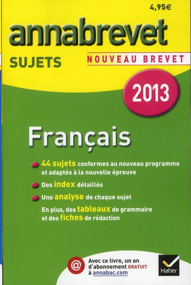 ANNABREVET SUJETS Tome 1 : français (édition 2013)