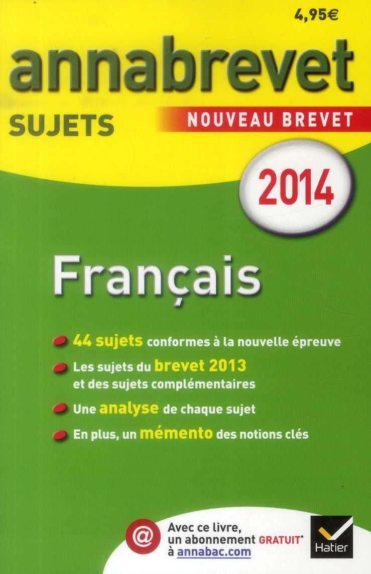 ANNABREVET SUJETS Tome 1 : français (édition 2014)