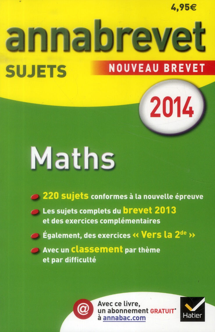ANNABREVET SUJETS Tome 2 : mathématiques (édition 2014)