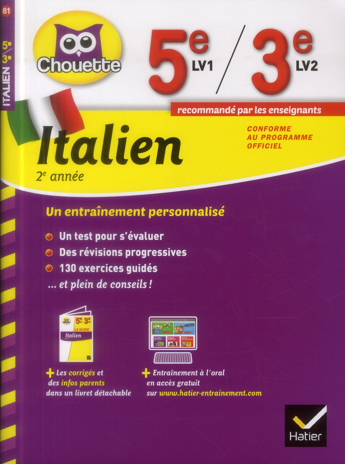 Chouette entraînement : italien ; 2ème année ; 5ème LV1 ; 3ème LV2