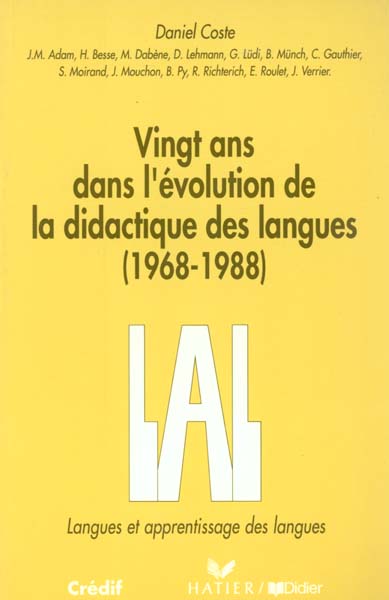 20 ans dans l'evolution de la didactique des langues-lal - livre