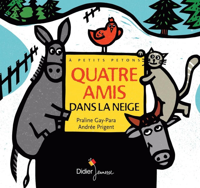 Quatre amis dans la neige