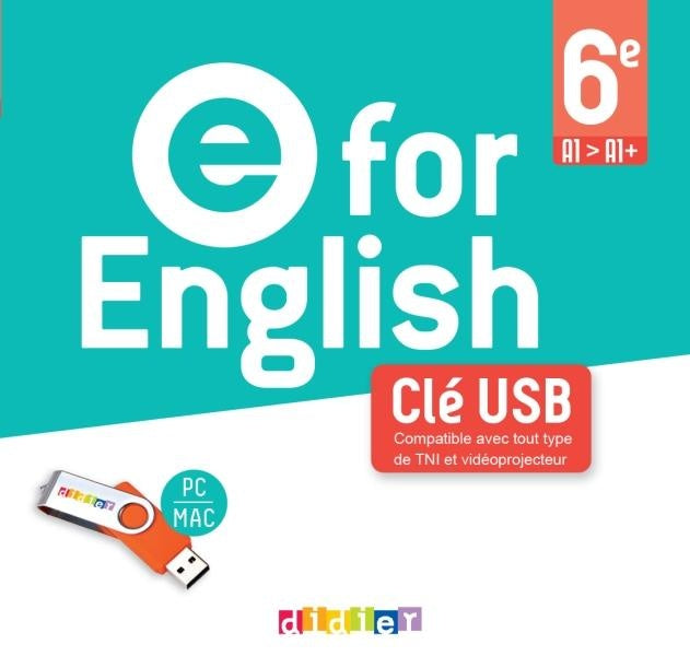 E for english : Anglais ; 6e ; Clé USB
