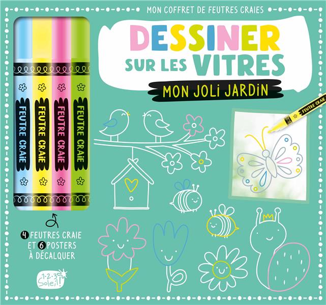 Mon coffret de feutres craie : dessiner sur les vitres : mon joli jardin - flash vidéo