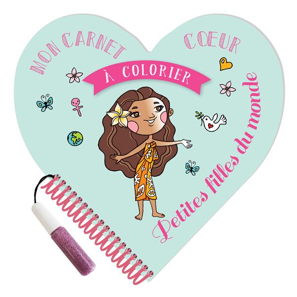 Mon carnet coeur à colorier petites filles du monde - flash vidéo