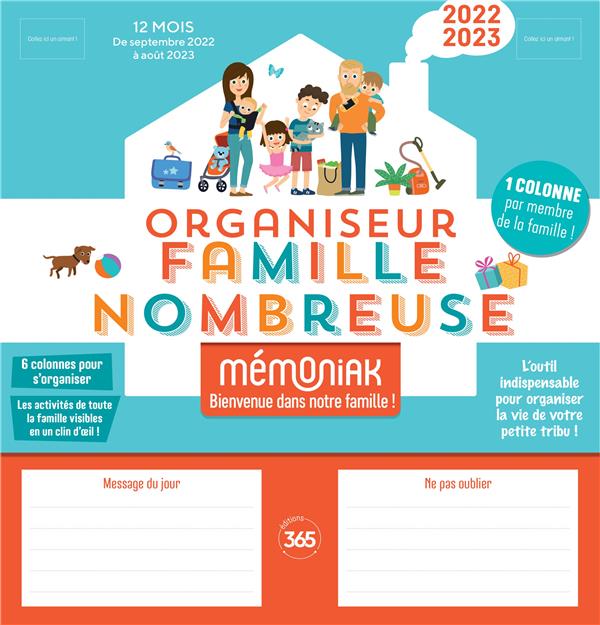 Mémoniak : organiseur famille nombreuse : calendrier de septembre à août (édition 2022/2023) - flash vidéo