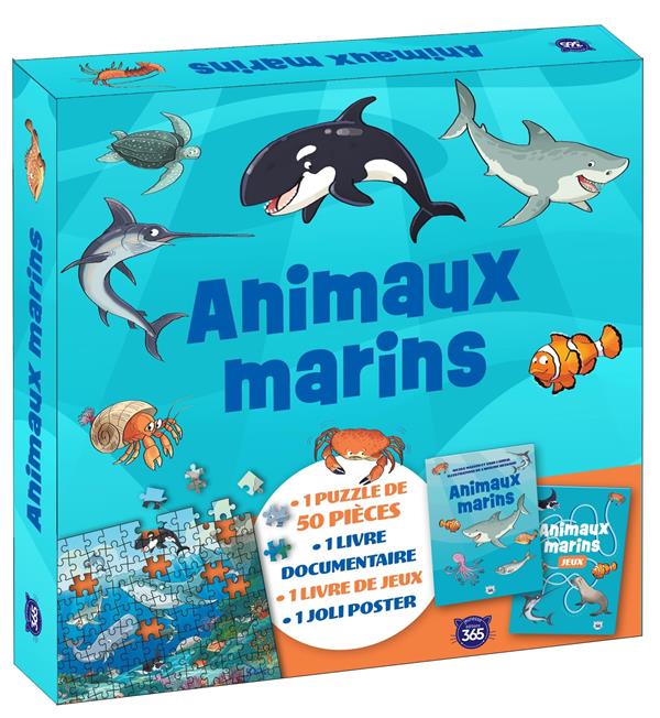 Coffret puzzle documentaire : Animaux marins