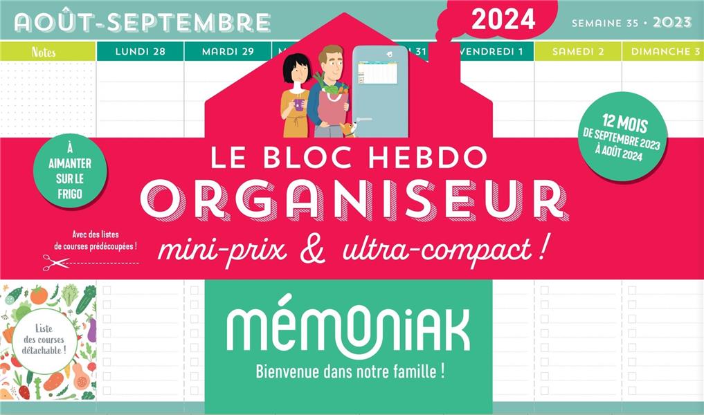 Mémoniak : le bloc hebdo organiseur mini prix & ultra compact 2023-2024