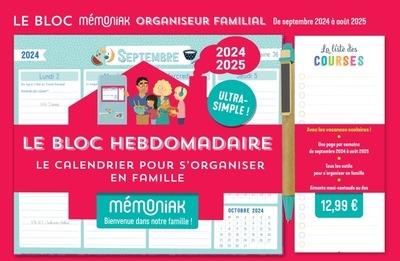 Mémoniak : Le bloc hebdomadaire organiseur familial : De septembre à août (édition 2024/2025) - flash vidéo
