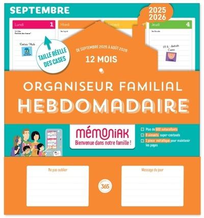 Mémoniak : Organiseur familial hebdomadaire : Calendrier aimanté : De septembre à décembre (édition 2025/2026)