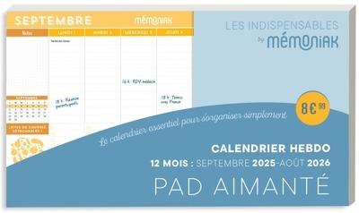 Mémoniak : Pad aimanté calendrier hebdo : De septembre à décembre (édition 2025/2026)