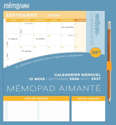 Mémopad : Calendrier mensuel aimanté : De septembre à août (édition 2026/2027)