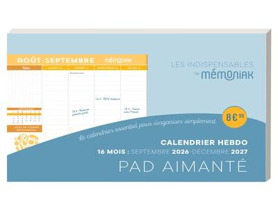 Mémoniak : Pad aimanté : Calendrier mensuel : De septembre à décembre (édition 2026/2027)