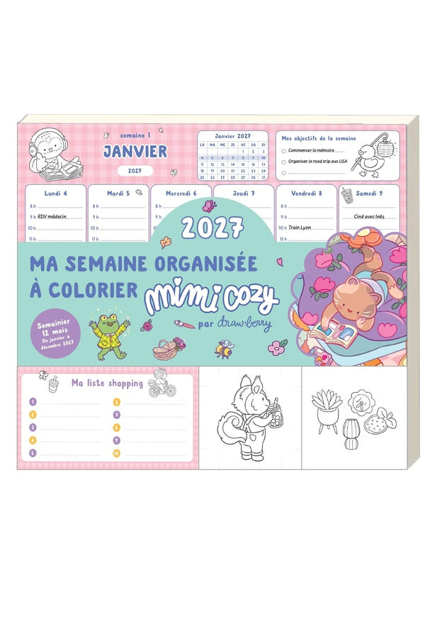 Ma semaine organisée à colorier avec Mimi Cozy 12 mois janvier-décembre (édition 2027)