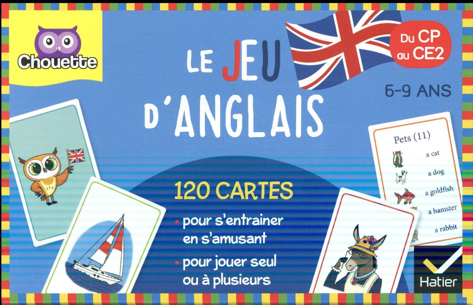 Chouette entraînement : le jeu d'anglais ; du CP au CE2 ; 120 cartes