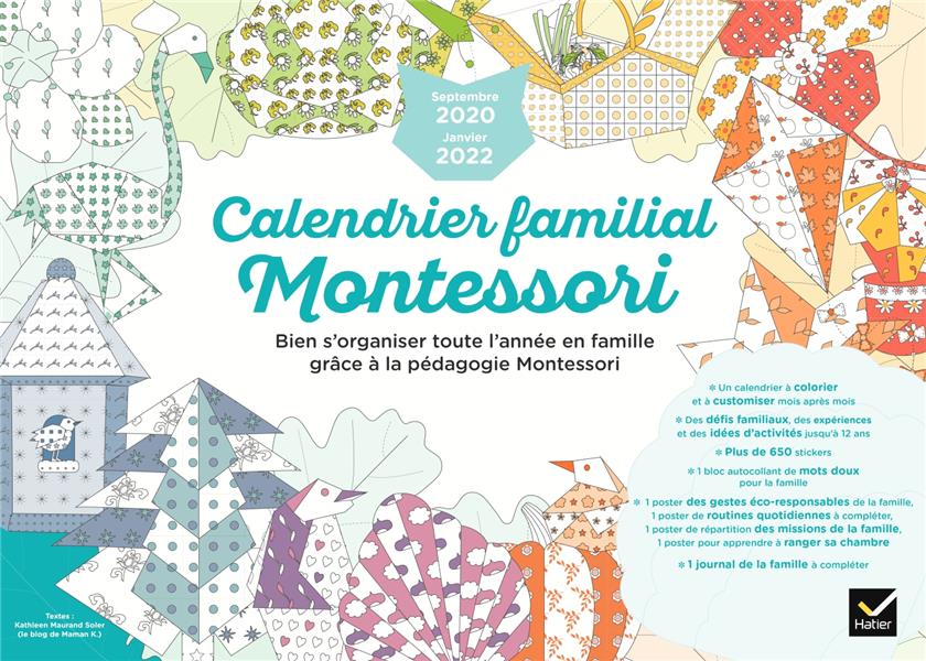 Calendrier familial Montessori ; bien s'organiser toute l'année en famille grâce à la pédagogie Montessori