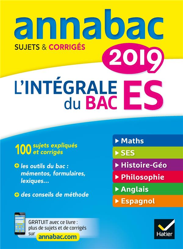 Annabac : l'intégrale bac ES (édition 2019)
