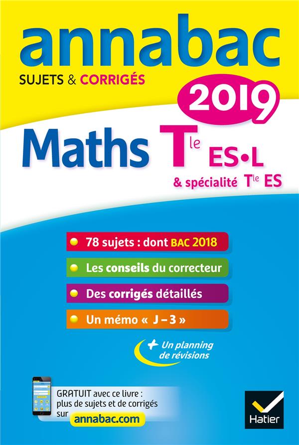 Annabac : maths ; terminale ES, L (édition 2019)