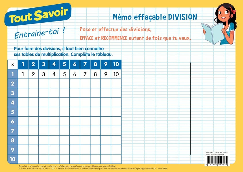 Tout savoir : mémo effacable division