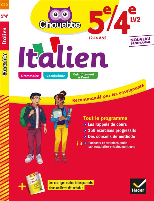 Chouette entraînement Tome 20 : italien ; 5e/4e LV2 (A1 vers A2) ; cahier d'entraînement et de révision