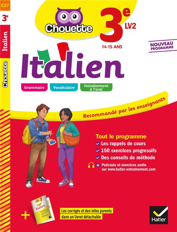 Chouette entraînement Tome 27 : italien ; 3e LV2 (niveau A2) ; cahier d'entraînement et de révision